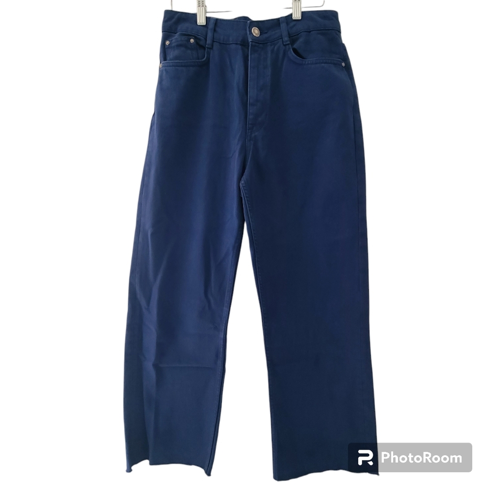 Zara Sz 38 US 6 Dark Navy Blue Jeans Destroyed Hem